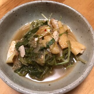 キムチ鍋の素で水菜と油揚げのさっと煮